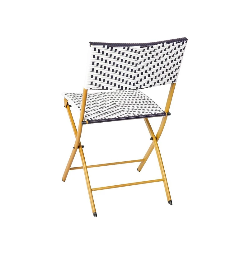 Ciel Set Of Two Folding Bistro Chairs In Pe Rattan With Metal Frames For Indoor And Outdoor Use