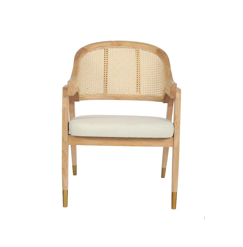 Bronson Cane Rattan Padded Accent Or Dining Chair With Metallic Accented Legs