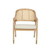 Bronson Cane Rattan Padded Accent Or Dining Chair With Metallic Accented Legs