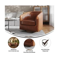 Wyn Upholstered Club Style Barrel Chair With Sloped Armrests And 360 Degree Swivel Base A Vinyl Wrap