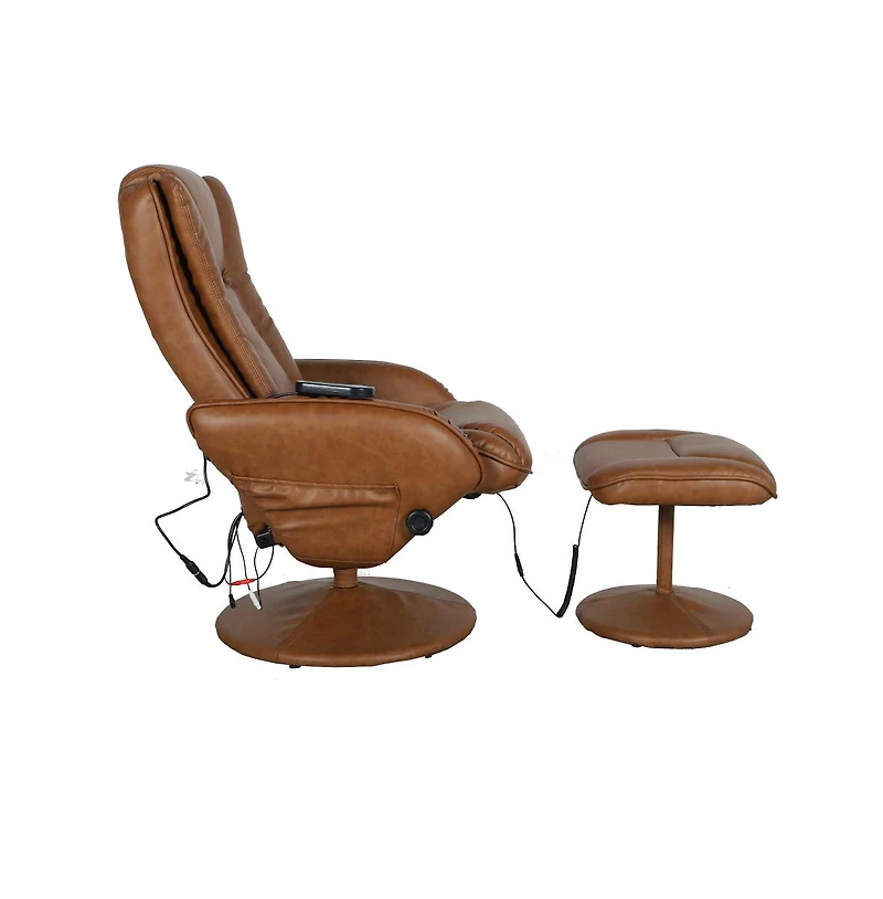 Massaging Multi-Position Plush Recliner Chair With Side Pocket And Ottoman