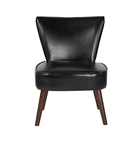 Santino Mid-Back Retro Accent Side Chair With Flared Wooden Legs