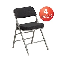 Emma+Oliver 4 Pack Premium Curved Triple Braced & Hinged Fabric Upholstered Metal Folding Chair