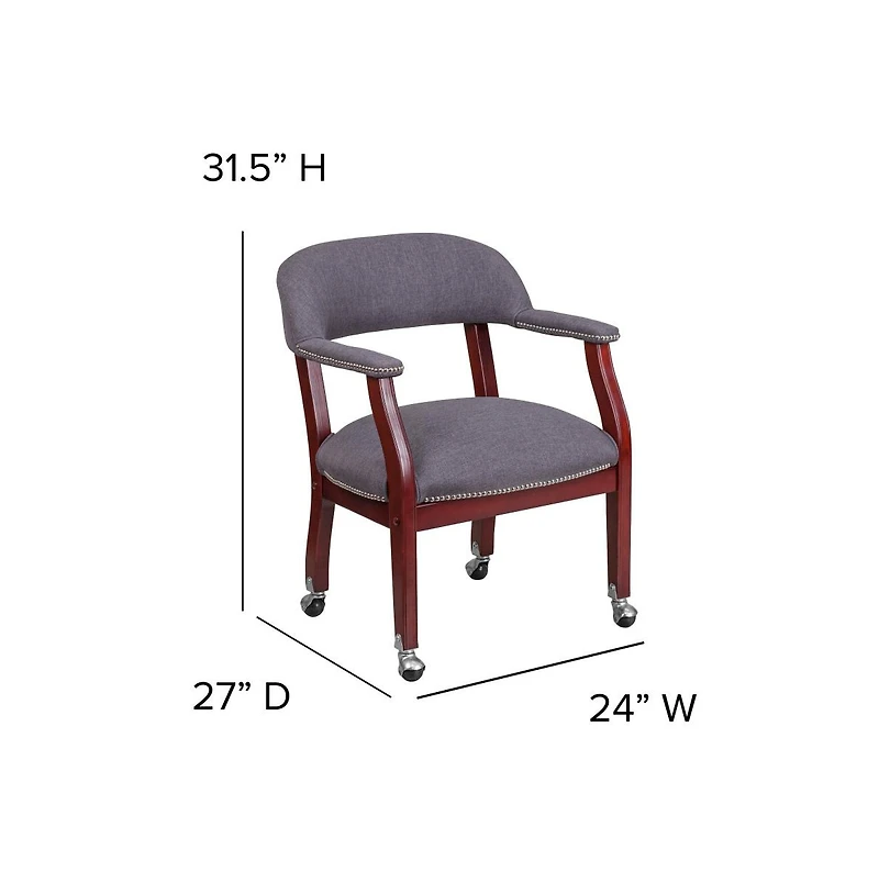 Emma+Oliver Conference Chair With Accent Nail Trim And Casters