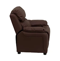 Deluxe Padded Contemporary Kids Recliner With Storage Arms