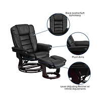 Multi-Position Stitched Recliner & Ottoman With Swivel Base
