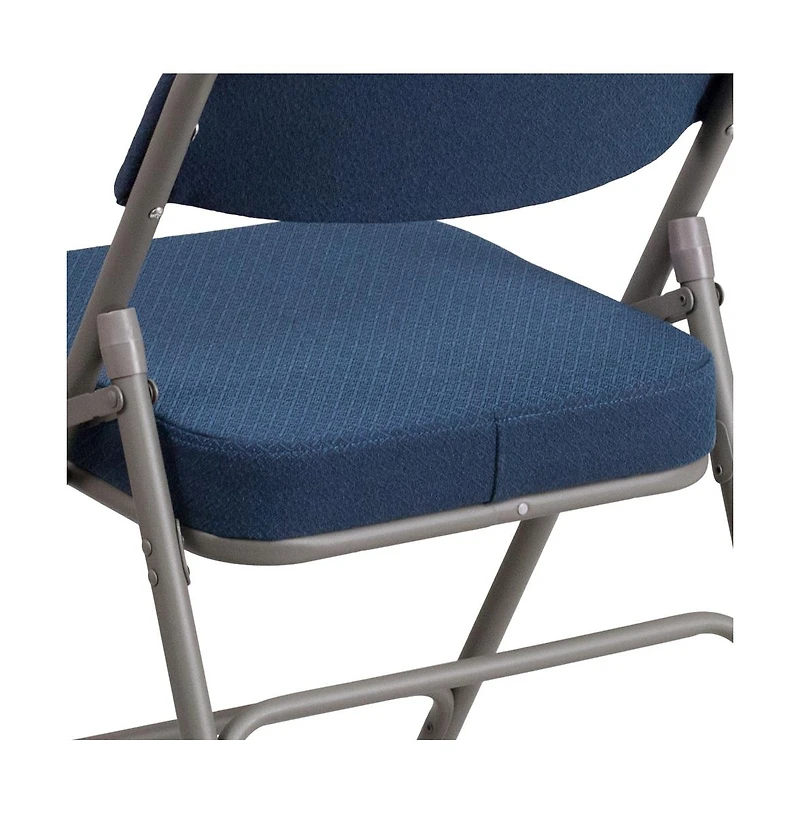 2 Pack Premium Curved Triple Braced & Hinged Fabric Upholstered Metal Folding Chair