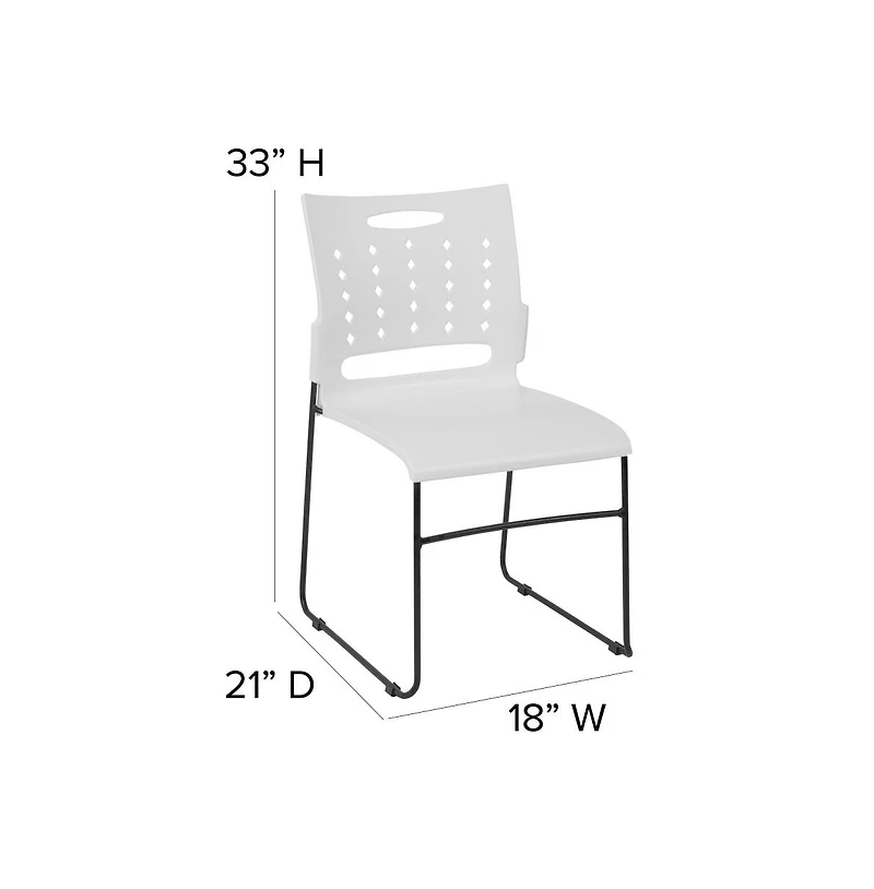 Emma+Oliver Home Office Plastic Accent Sled Base Stack Chair - Air-Vent Back