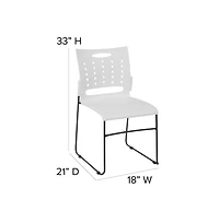 Emma+Oliver Home Office Plastic Accent Sled Base Stack Chair - Air-Vent Back