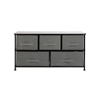 5 Drawer Storage Chest With Wood Top & Dark Fabric Pull Drawers