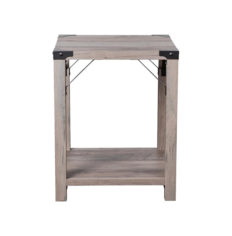 Merrick Lane Green River Modern Farmhouse Engineered Wood End Table And Powder Coated Steel Accents
