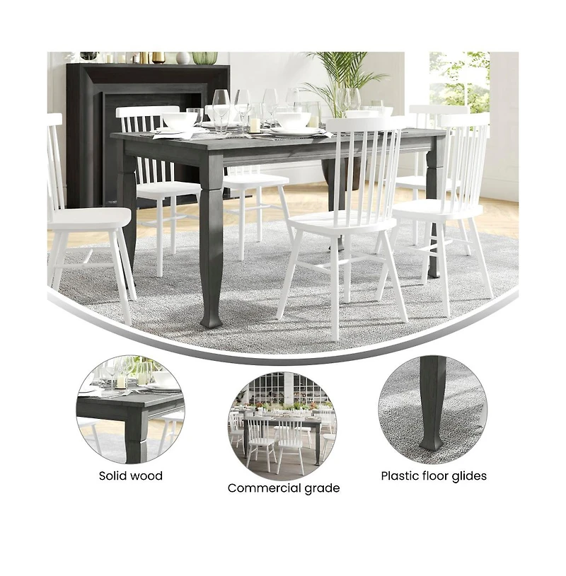 Merrick Lane Finnley Wooden Dining Table With Sculpted Legs