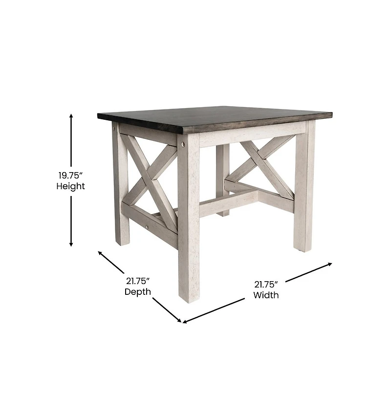 Matty Rustic End Table, Farmhouse Style Solid Wood Accent Table
