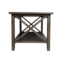 Matty Rustic Coffee Table With Lower Shelf, Farmhouse Style Solid Wood Accent