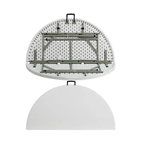 Emma+Oliver 4-Foot Round Bi-Fold Plastic Banquet And Event Folding Table With Carrying Handle