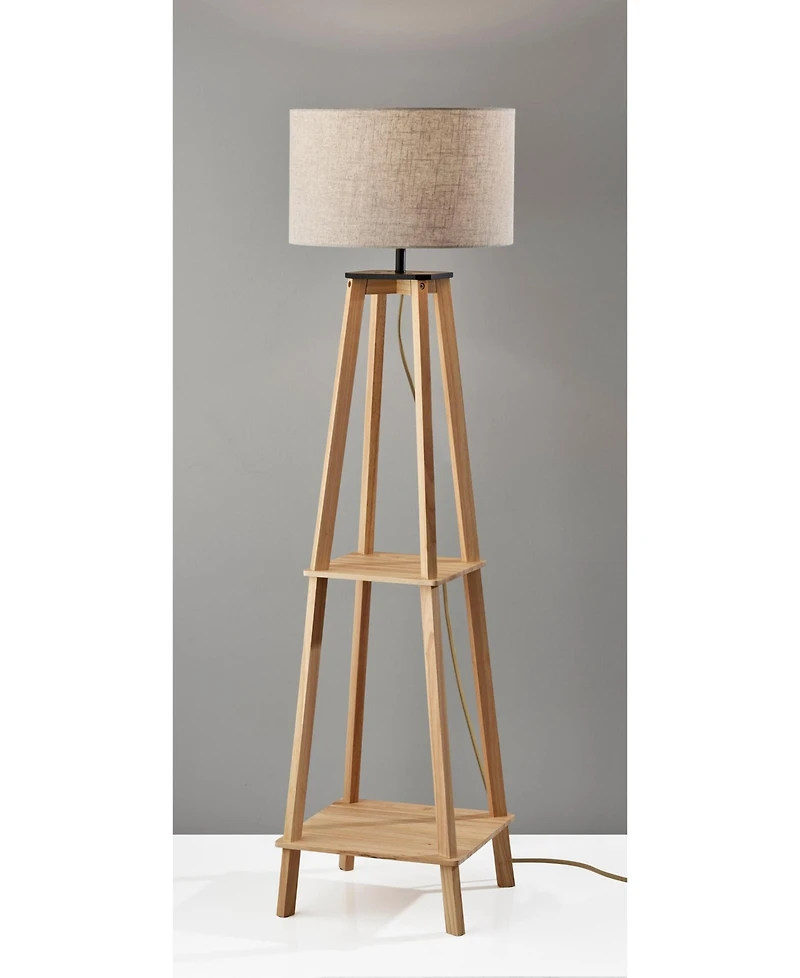 Adesso 59.75" Wood Kirby Shelf Floor Lamp