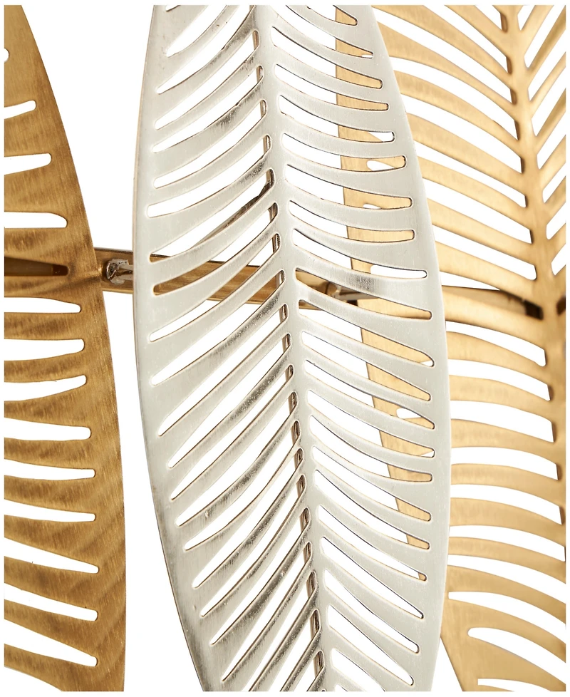 Rosemary Lane Gold Metal Leaf Metallic Wall Decor with Silver Accents, 2" x 32" x 13"