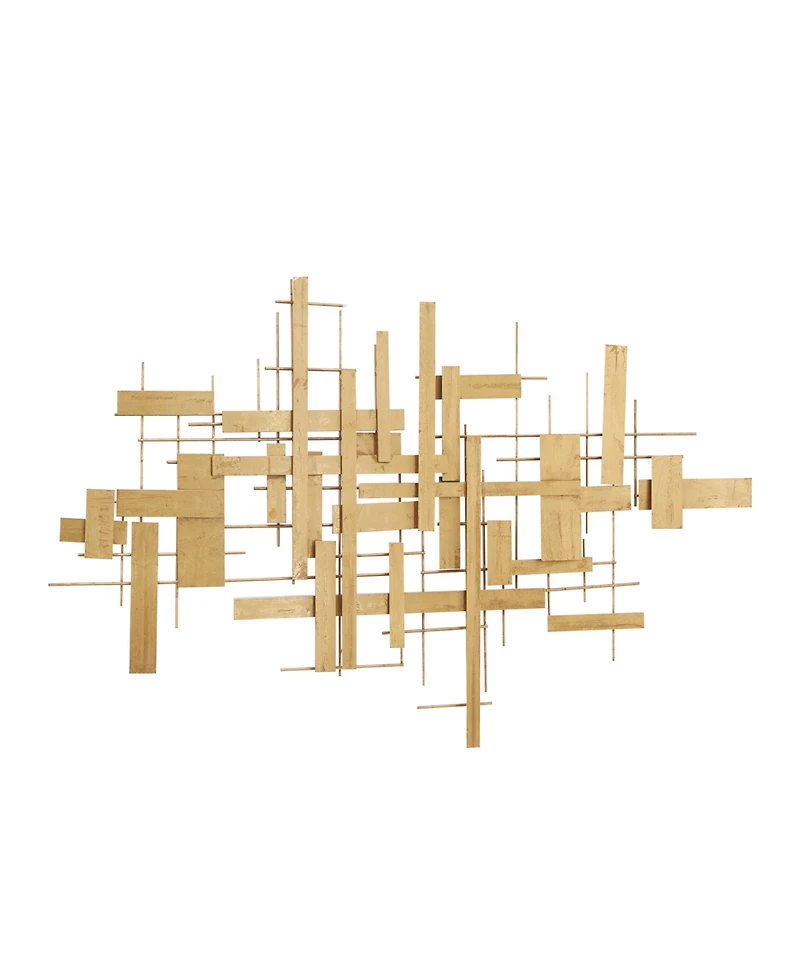 CosmoLiving by Cosmopolitan Gold Metal 3D Stripes Geometric Wall Decor 62" x 2" x 32"
