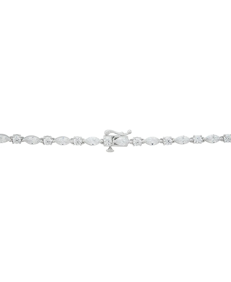 Arabella Cubic Zirconia Mixed Cut Cross 18" Pendant Necklace in Sterling Silver