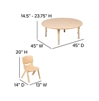 Emma+Oliver 45" Round Plastic Height Adjustable Activity Table Set With Chairs