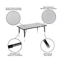 Emma+Oliver 76" Oval Wave Collaborative Laminate Activity Table Set With 14" Student Stack Chairs