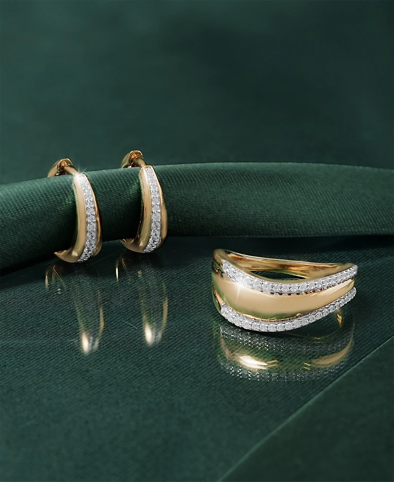 Audrey by Aurate Diamond Tapered Extra Small Hoop Earrings (1/4 ct. t.w.) in Gold Vermeil, Created for Macy's