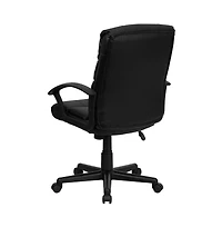 Emma+Oliver Mid-Back Leather Swivel Task Office Chair With Accent Divided Back And Arms