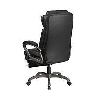 Emma+Oliver High Back Leather Executive Reclining Swivel Office Chair With Outer Lumbar Cushion And Arms