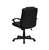 Emma+Oliver Mid-Back Leather Ripple And Accent Stitch Upholstered Swivel Task Office Chair With Arms