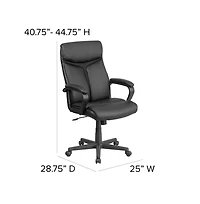 Emma+Oliver High Back Leather Executive Swivel Office Chair With Slight Mesh Accent And Arms