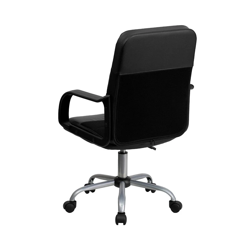 Emma+Oliver Mid-Back Leather And Mesh Swivel Task Office Chair With Arms