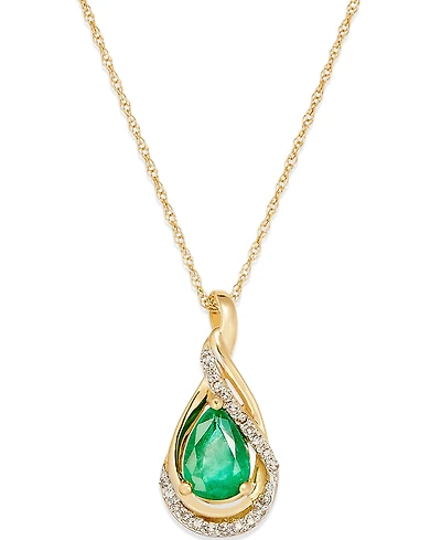 Sapphire (9/10 ct. t.w.) and Diamond Accent Pendant 18" Necklace 14k White Gold (Also Available Emerald)