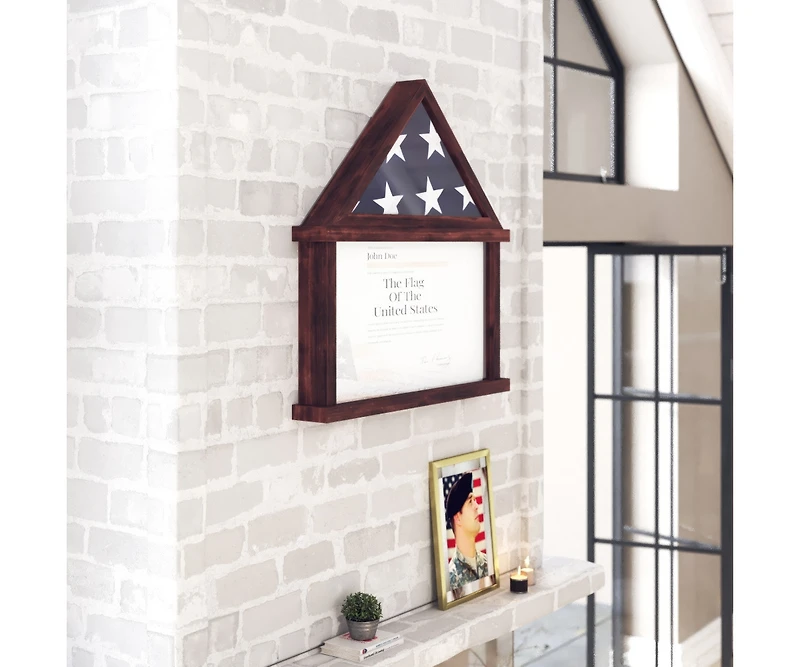 Merrick Lane Hughes Flag Display Case With Certificate Holder
