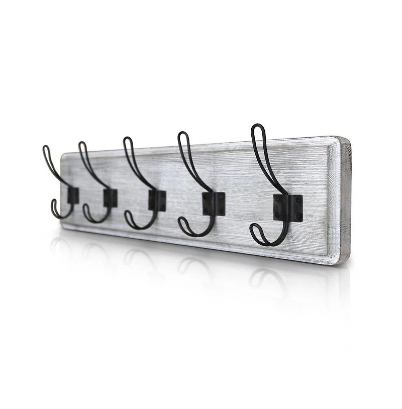 Rustic Coat Rack With Hooks -Wall Mount Coat Rack - Solid Pine Wood Entryway Hanger - Farmhouse Coat Rack For Kitchen, Bedroom