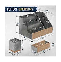 3 Piece Desk Organizer Set- Rustic Mail For Desktop - Great Or Industrial Decor! Makeup Vanity