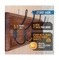 Rustic Coat Rack With Hooks -Wall Mount - Solid Pine Wood Entryway Hanger Farmhouse For Kitchen, Bedroom