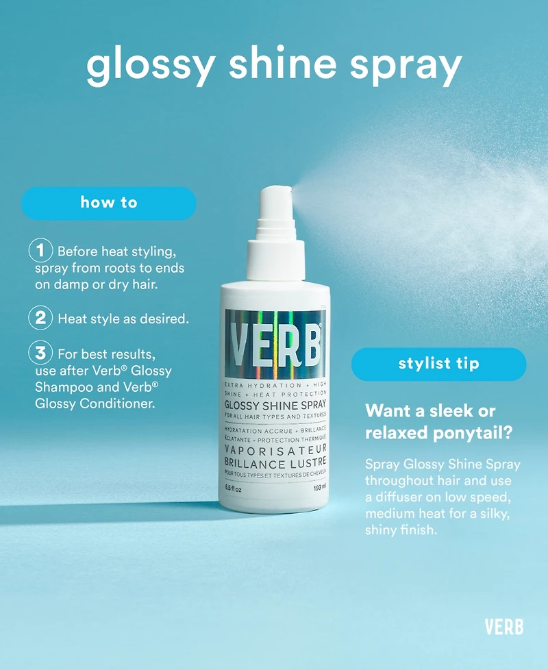 Verb Glossy Shine Spray With Heat Protection, 6.5 oz.