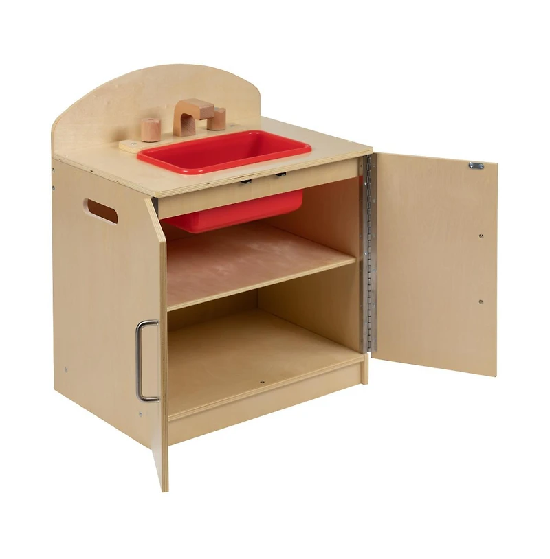 Children's Wooden Kitchen Sink With Turnable Knobs For Commercial Or Home Use