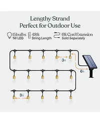 Glow 27ft Solar Powered Led Outdoor String Lights with Brass Hardware