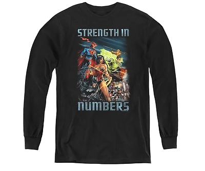 Justice League Boys of America Youth Strength Number Long Sleeve Sweatshirts
