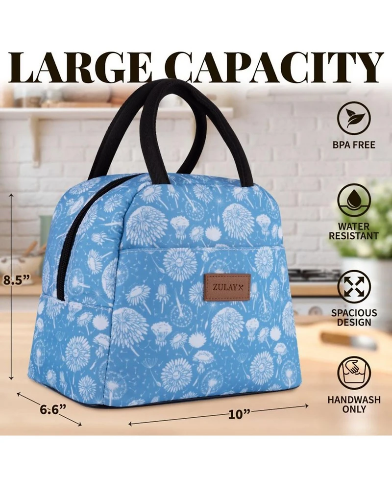 Insulated Tote Lunch Bag With Soft Padded Handles