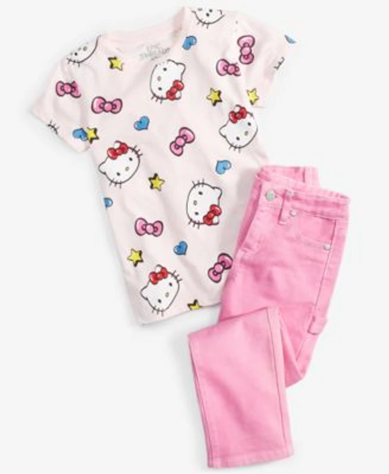 Epic Threads Little Big Girls Hello Kitty Graphic T Shirt Carpenter Jeans Created For Macys