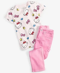 Epic Threads Little Big Girls Hello Kitty Graphic T Shirt Carpenter Jeans Created For Macys
