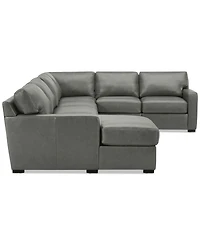 Radley 129" 6-Pc. Leather Square Corner Modular Chaise Sectional, Created for Macy's