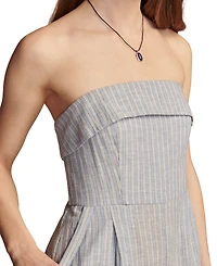 Lucky Brand Women's Striped Strapless Cotton-Linen Cropped Jumpsuit