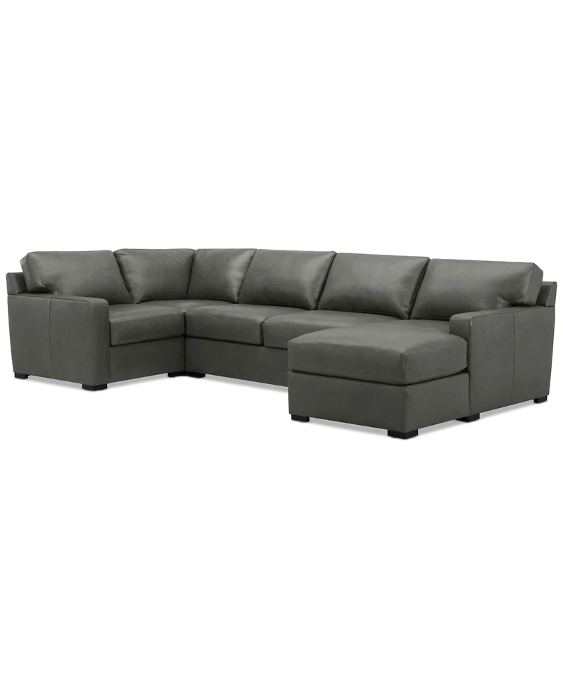 Radley 136" 4-Pc. Leather Square Corner Modular Chaise Sectional, Created for Macy's
