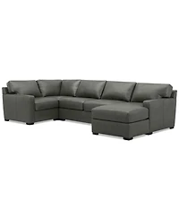 Radley 136" 4-Pc. Leather Square Corner Modular Chaise Sectional, Created for Macy's
