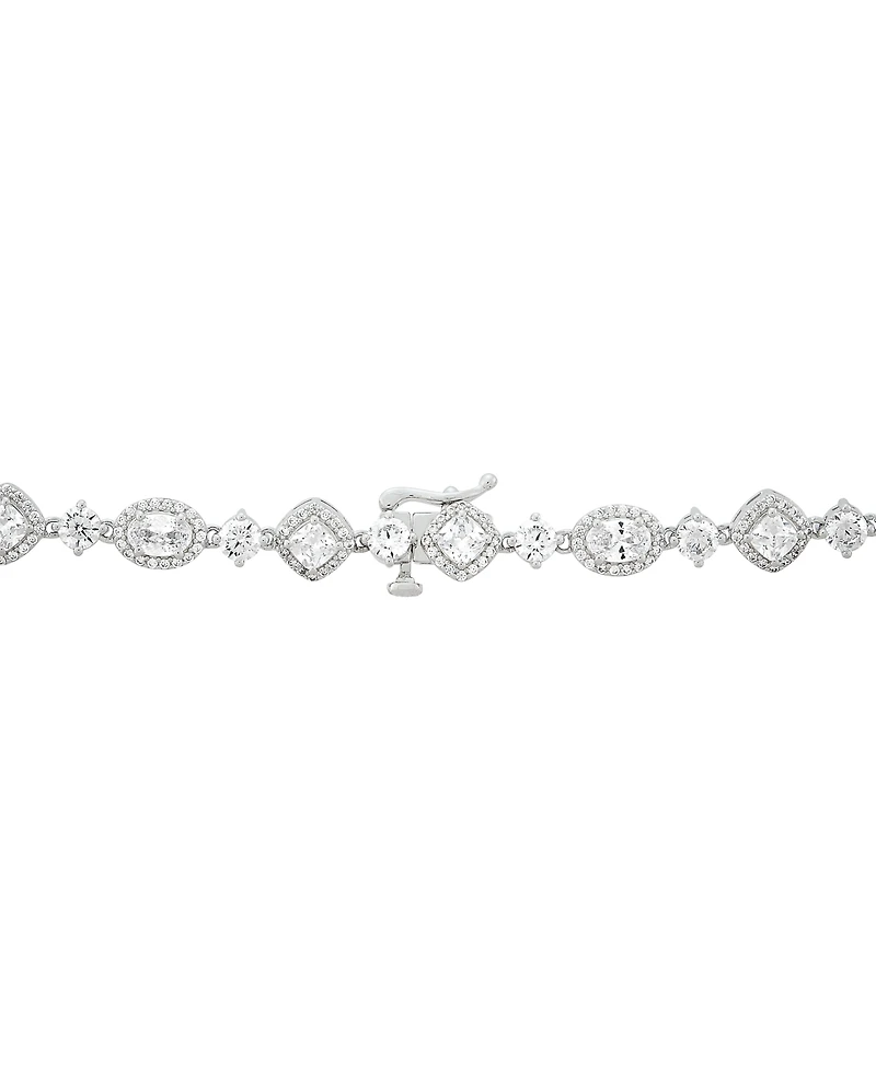 Arabella Cubic Zirconia Mixed Cut Teardrop 18" Lariat Necklace in Sterling Silver