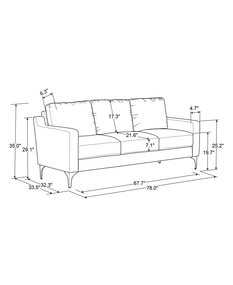 Serta 78"W Faux Leather Francis Sofa