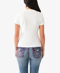 True Religion Women's Buddha Slim Crew Neck Top